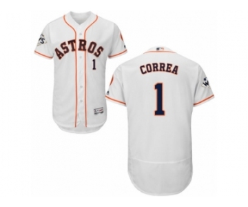 Houston Astros #1 Carlos Correa Authentic White Home 2017 World Series Bound Flex Base MLB Jersey