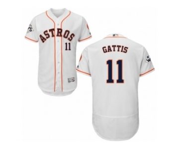 Houston Astros #11 Evan Gattis Authentic White Home 2017 World Series Bound Flex Base MLB Jersey