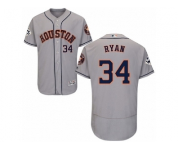 Houston Astros #34 Nolan Ryan Authentic Grey Road 2017 World Series Bound Flex Base MLB Jersey