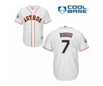 Houston Astros #7 Craig Biggio Replica White Home 2017 World Series Bound Cool Base MLB Jersey