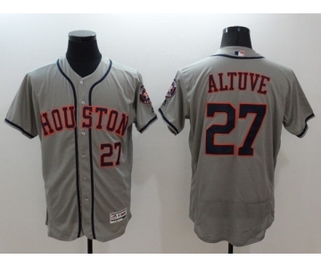 Men Houston Astros #27 Jose Altuve Majestic Gray Flexbase Authentic Collection Player Jersey