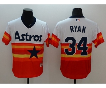 Men Houston Astros #34 Nolan Ryan Majestic Orange Flexbase Authentic Cooperstown Player Jersey