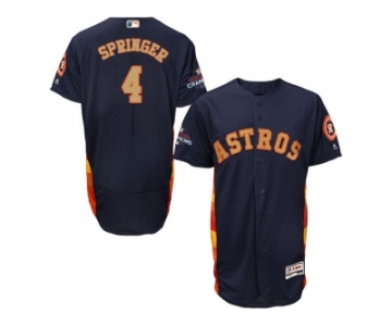 Men Houston Astros #4 George Springer Navy Blue FlexBase Authentic 2018 Gold Program Cool Base Stitched Baseball Jersey