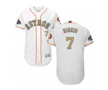 Men Houston Astros #7 Craig Biggio White FlexBase Authentic 2018 Gold Program Stitched Baseball Jersey
