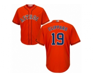 Men Majestic Houston Astros #19 Tyler Clippard Replica Orange Alternate Cool Base MLB Jersey