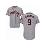 Men Majestic Houston Astros #9 Marwin Gonzalez Grey Flexbase Authentic Collection MLB Jersey