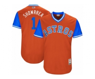 Men's 2017 Little League World Series Astros Carlos Correa #1 Showrrea Orange Jersey