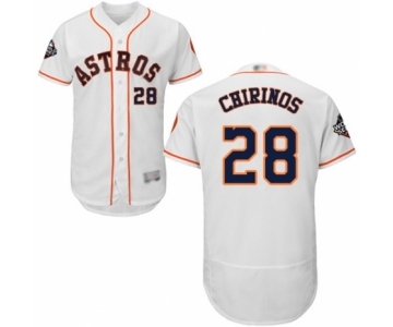 Men's Houston Astros #28 Robinson Chirinos White Home Flex Base Authentic Collection 2019 World Series Bound Baseball Jersey