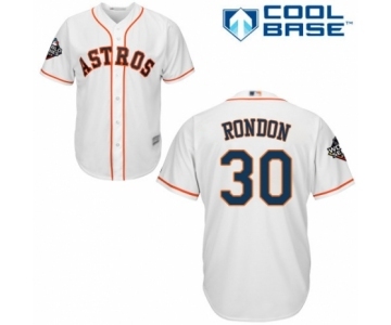 Men's Houston Astros #30 Hector Rondon Replica White Home Cool Base 2019 World Series Bound Baseball Jersey