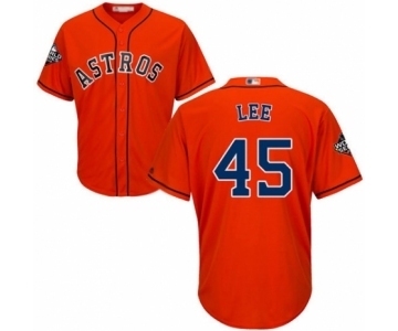 Men's Houston Astros #45 Carlos Lee Replica Orange Alternate Cool Base 2019 World Series Bound Baseball Jersey