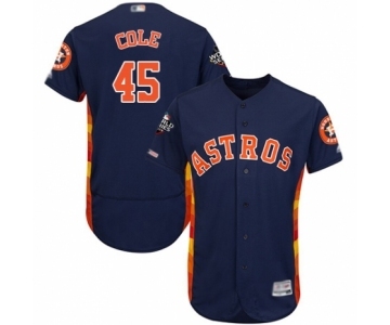 Men's Houston Astros #45 Gerrit Cole Navy Blue Alternate Flex Base Authentic Collection 2019 World Series Bound Baseball Jersey