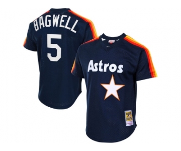 Men's Houston Astros #5 Jeff Bagwell Mitchell & Ness Navy Cooperstown Mesh Batting Practice Jersey