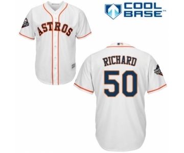 Men's Houston Astros #50 J.R. Richard Replica White Home Cool Base 2019 World Series Bound Baseball Jersey