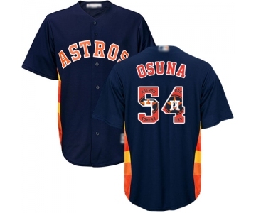 Men's Houston Astros #54 Roberto Osuna Authentic Navy Blue Team Logo Fashion Cool Base Baseball Jersey