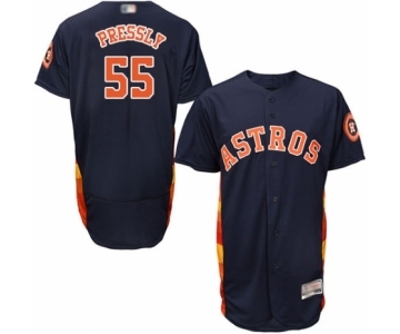 Men's Houston Astros #55 Ryan Pressly Navy Blue Alternate Flex Base Authentic Collection Baseball Jersey