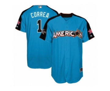 Men's Majestic Houston Astros #1 Carlos Correa Replica Blue American League 2017 MLB All-Star MLB Jersey
