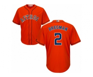 Men's Majestic Houston Astros #2 Alex Bregman Replica Orange Alternate Cool Base MLB Jersey