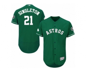 Men's Majestic Houston Astros #21 Jon Singleton Green Celtic Flexbase Authentic Collection MLB Jersey
