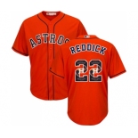 Men's Majestic Houston Astros #22 Josh Reddick Authentic Orange Team Logo Fashion Cool Base MLB Jersey