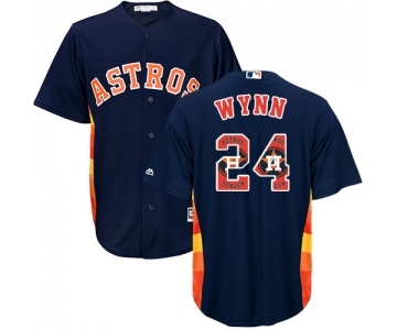 Men's Majestic Houston Astros #24 Jimmy Wynn Authentic Navy Blue Team Logo Fashion Cool Base MLB Jersey