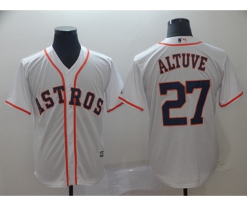 Men's Majestic Houston Astros #27 Jose Altuve White Cool Base MLB Jersey