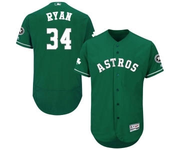 Men's Majestic Houston Astros #34 Nolan Ryan Green Celtic Flexbase Authentic Collection MLB Jersey