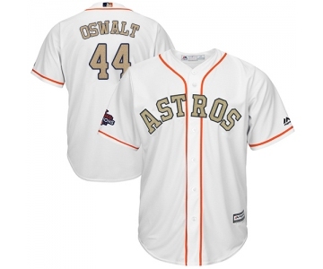 Men's Majestic Houston Astros #44 Roy Oswalt Replica White 2018 Gold Program Cool Base MLB Jersey