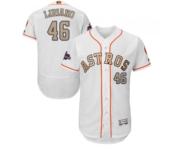 Men's Majestic Houston Astros #46 Francisco Liriano White 2018 Gold Program Flex Base Authentic Collection MLB Jersey