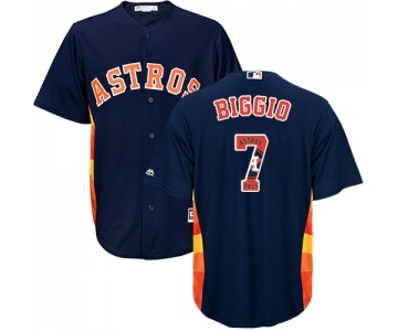 Men's Majestic Houston Astros #7 Craig Biggio Authentic Navy Blue Team Logo Fashion Cool Base MLB Jersey