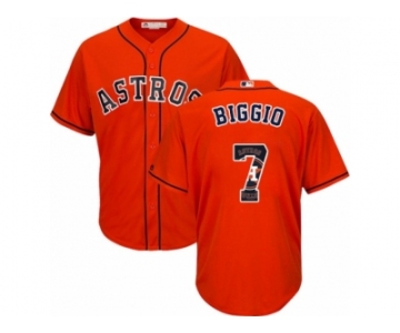 Men's Majestic Houston Astros #7 Craig Biggio Authentic Orange Team Logo Fashion Cool Base MLB Jersey