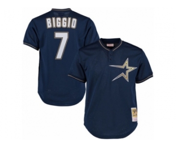 Men's Mitchell and Ness 1997 Houston Astros #7 Craig Biggio Replica Navy Blue Throwback MLB Jersey