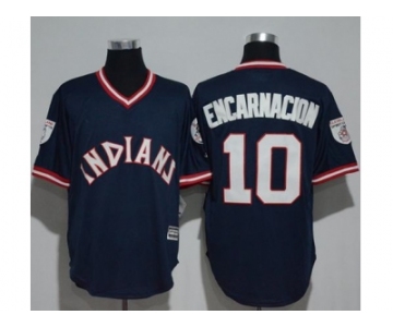 Cleveland Indians #10 Edwin Encarnacion Navy Blue 1976 Turn Back The Clock Stitched MLB Jersey