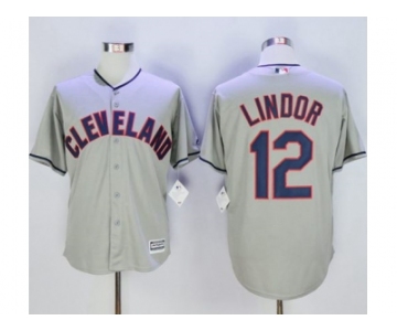 Cleveland Indians #12 Francisco Lindor Grey New Cool Base Stitched MLB Jersey