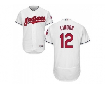 Cleveland Indians #12 Francisco Lindor White Flexbase Authentic Collection Stitched Baseball Jersey