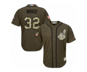 Cleveland Indians #32 Jay Bruce Replica Green Salute to Service MLB Jersey