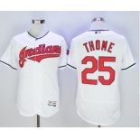 Men Cleveland Indians #25 Jim Thome Majestic White Flexbase Authentic Collection Player Jersey