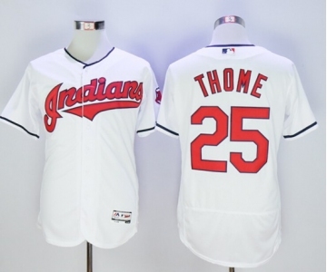 Men Cleveland Indians #25 Jim Thome Majestic White Flexbase Authentic Collection Player Jersey