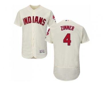 Men Cleveland Indians #4 Bradley Zimmer Cream Flexbase Authentic Collection Stitched MLB Jersey