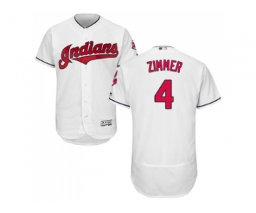 Men Cleveland Indians #4 Bradley Zimmer White Flexbase Authentic Collection Stitched MLB Jersey