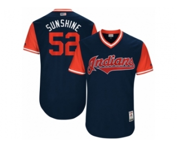 Men's 2017 Little League World Series Indians #52 Mike Clevinger Sunshine Navy Jersey