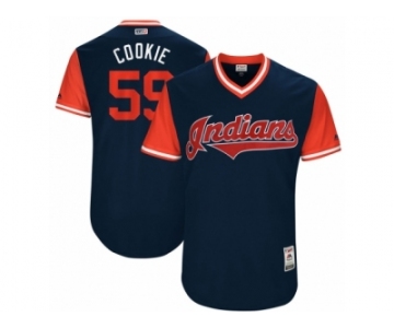 Men's 2017 Little League World Series Indians Carlos Carrasco #59 Cookie Navy Jersey