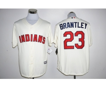 Men's Cleveland Indians #23 Michael Brantley Majestic Cream Official Cool Base Player Jersey