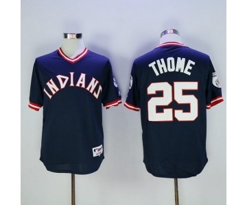 Men's Cleveland Indians #25 Jim Thome Majestic Navy Blue Authentic 1976 Turn Back the Clock Player Jersey