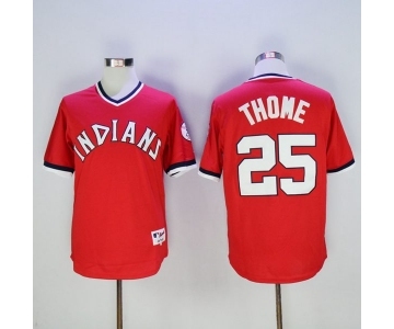 Men's Cleveland Indians #25 Jim Thome Majestic Red Authentic 1976 Turn Back the Clock Player Jersey