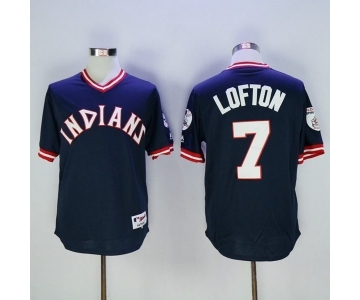 Men's Cleveland Indians #7 Kenny Lofton Majestic Navy Blue Authentic 1976 Turn Back the Clock Player Jersey