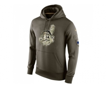 Men's Cleveland Indians Nike Olive Salute To Service KO Performance Hoodie