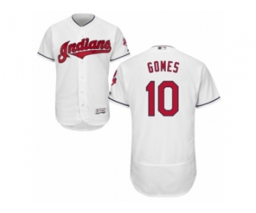 Men's Majestic Cleveland Indians #10 Yan Gomes White Flexbase Authentic Collection MLB Jersey