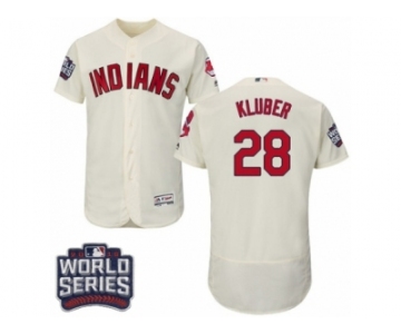 Men's Majestic Cleveland Indians #28 Corey Kluber Cream 2016 World Series Bound Flexbase Authentic Collection MLB Jersey