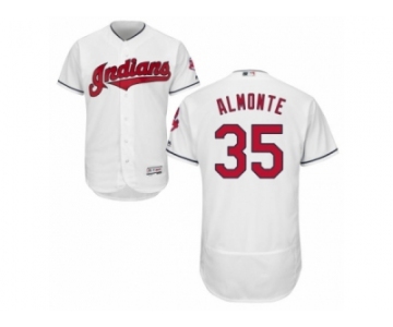Men's Majestic Cleveland Indians #35 Abraham Almonte White Flexbase Authentic Collection MLB Jersey