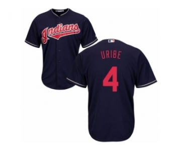 Men's Majestic Cleveland Indians #4 Juan Uribe Replica Navy Blue Alternate 1 Cool Base MLB Jersey